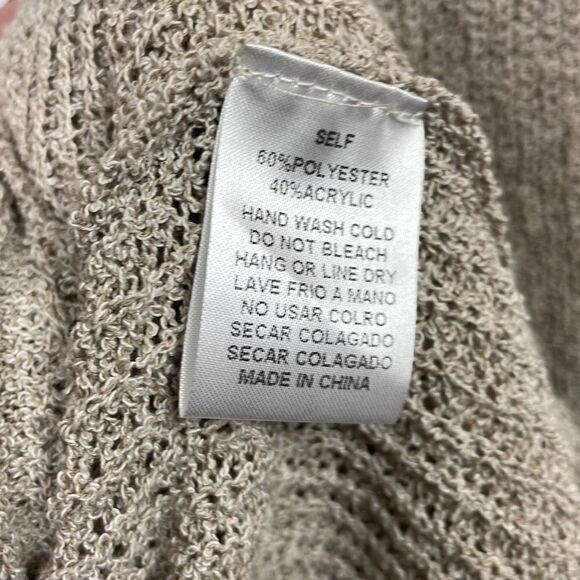 Kye Mi Women's Knitted Open Front Bishop sleeve Long Cardigan Sweater Tan Small - Picture 8 of 11